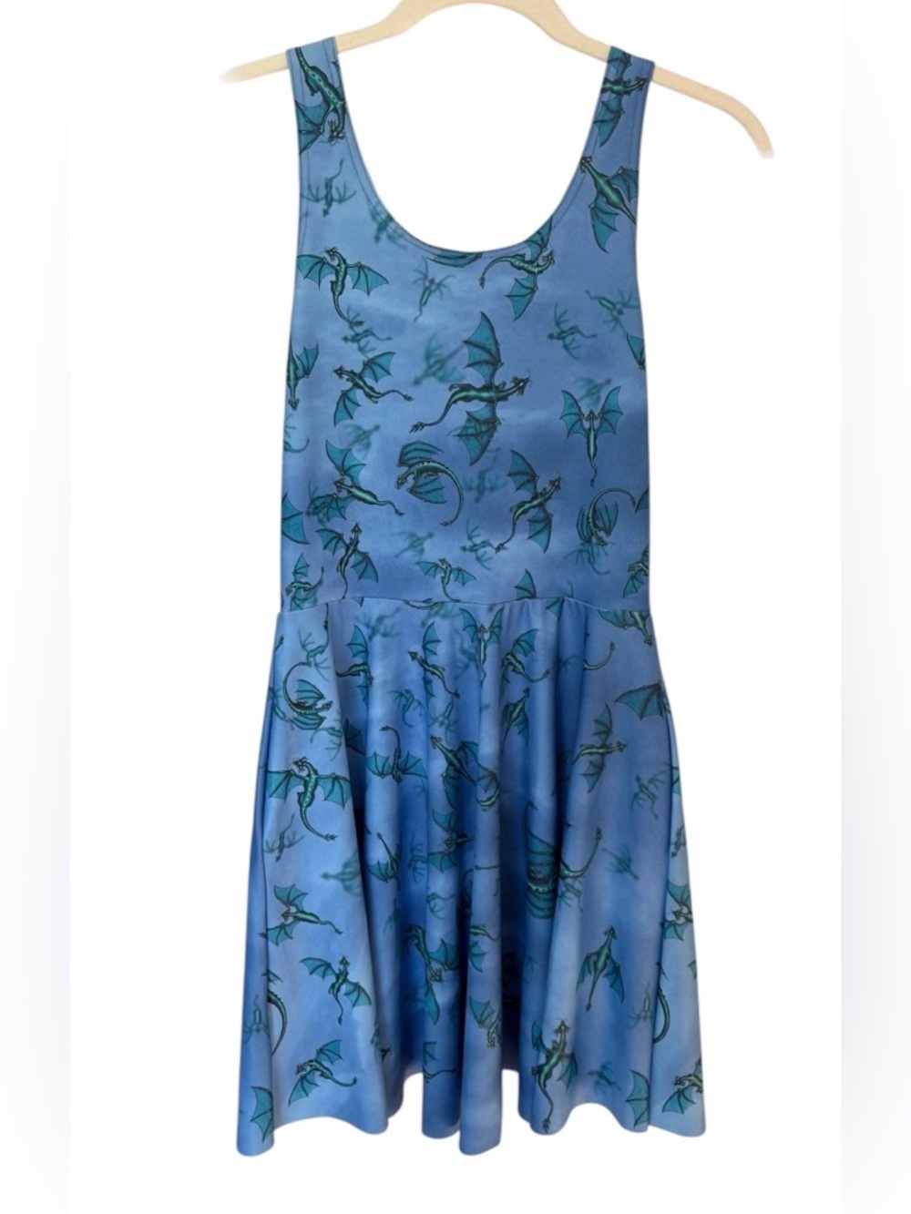 RARE | BlackMilk | Blue Ice Dragon Print Skater Dress | Pockets | Medium - Picture 2 of 11